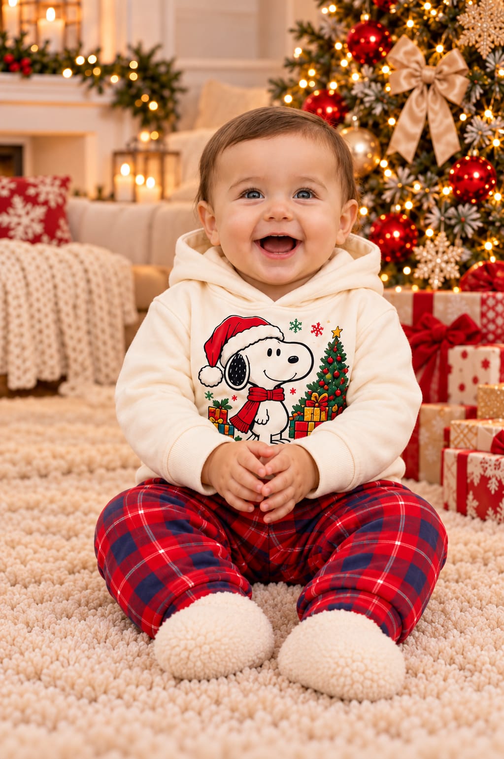 Sudadera bebé Snoopy navideño